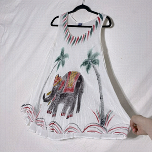 5/$25 SKS Beachwear White Beach Cover Sun Dress With Elephant M